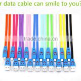 Copy To High quality Hot Flat LED Light Smile Face Micro USB Data Sync Charger Cable For Samsung HTC