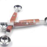 Dig Spoon Scoop,Stalinless Steel Double End Melon Ballers Fruit Spoon Ice Cream Dessert Sorbetr With Wooden Handle
