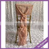 Fashionable Design Cheap Pink Chiffon Ruffled Wedding Chair Covers thumbnail-5