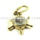 Nautical Brass Wheel Compass Keychain thumbnail-1
