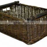 Antique Brown Wicker Willow Storage Christmas Hamper Display Kitchen Basket With Wooden Handles in Choice of Sizes & Deals thumbnail-2