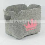 Grey Felt Storage Basket With Twin Handles thumbnail-1