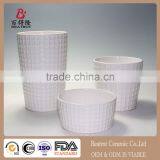 White Ceramic Textured Flower Planter Pots thumbnail-1