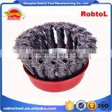3" Steel Wire Cup Brush Wheel Twist Knot Crimped Bowl Disc Abrasive M10 Round Grinding Cheaning Brush thumbnail-2