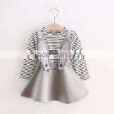 Winter Clothes for Children Rabbit Ears Strip T-shirt and Space Cotton Strap Dress Suit thumbnail-3