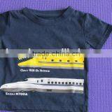 Navy Blue 100%cotton t Shirts With Train Printing ,2 Years T-shirts thumbnail-1