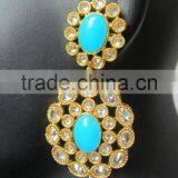 BLUE FEROZA Gold Plated DANGLER Earrings thumbnail-3
