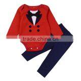 Autumn & Spring Long Sleeve Baby Suits Red Romper Top+Full Length Pants Set Lovely Design Clothing Set thumbnail-1