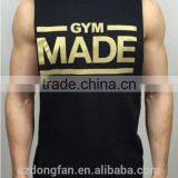 Men's 100% Natural Black Workout Vest Muscel Beast Gym Tee thumbnail-1