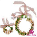 Remake Photo Props Toddler Festival Crown For Kids 2pcs Wedding Headband Flower Garland With Floral Bracelet Accessories thumbnail-2