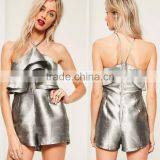Guangzhou Supplier Fashion Silver Double Layer Halter Romper Women Summer Sexy Playsuit for Wholesale thumbnail-1