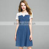 Top Quality Summer Dress for Women New Design Spliced Cowboy Demim Dress Elegant Daily A Shape Dress thumbnail-1