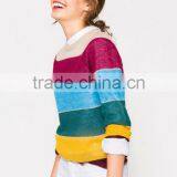 Hot Selling Rainbow Colorful Striped Pattern Cashmere Sweater Designs for Women thumbnail-3