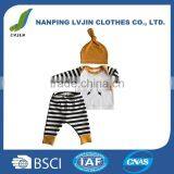 3Pcs/Set Newborn Baby Boy Striped Long Sleeve Tops Pant Hat Outfits Clothes thumbnail-1