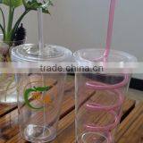 Promotional Double Wall Acrylic Tumbler With Straw thumbnail-1