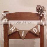 Wedding Decoration Chair Bride & Groom Hessian Mini Chair Bunting Rustic Vintage Wedding Banner Burlap thumbnail-3
