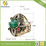 New Antique Rings For Women Fashion Accessories Antique Gold Green Stone Crystal Fine Finger Ring Female Jewelry thumbnail-5