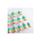 Full Cover Rainbow Pattern Fingers Fake Nails With ABS Material