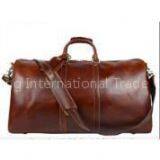 Black Leather Duffle Overnight Gym Luggage Travel Weekender Bag Small Large