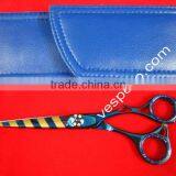 Blue Hair Cutting Scissors With Laser Stripes and Blue Pouch thumbnail-1
