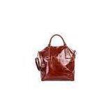 Luxury Handmade Shopper Women Shoulder Bag With Wine Red Oil Leather