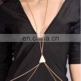 Sexy Beach Cross Bikini Body Belly Waist Chain Triangle Turquoise Tassel Necklace thumbnail-1