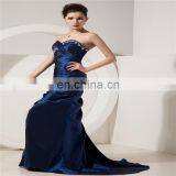 Custom Made Elegant Deep Blue Sweetheart Sleeveless Floor Length Beaded Ruched Mother Of The Bride Dress thumbnail-3