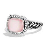 Sterling Silver Jewelry 8x10mm Rose Quartz Noblesse Ring(R-042)