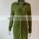 LAITE D2192 Autumn&winter New Arrivals Long Sleeve Single Button Mini Sexy Dresses Women Fashion Casual Dresses thumbnail-1