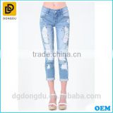 2016 Top Quality Soft Breathable Wholesale Slim Blue Casual Denim Pants for Lady