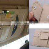 New Multi-function 7pcs Disks CD DVD Glasses Cards Sotre Case Holder Bag for Auto Vehicle Truck Sun Visor Organizer Beige thumbnail-5