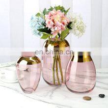 Hot Sales Cheap Morden Nordic Gold Plated Sitting Room Decoration Hydroponic Plants Pot Glass Vase thumbnail-3