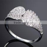 Double Heart Shape Lover Gift 18K Gold and Rhodium Plated Marriage Proposal Ring thumbnail-5