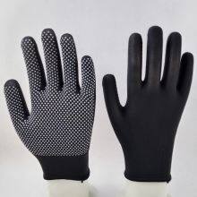 Black Polyester Thread Knitted PVC Dot Palm Coated Anti-slip Safety Work Gloves thumbnail-1