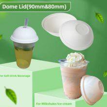 80mm Bagasse Disposable Dome Lid With Straw Hole thumbnail-2