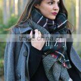 Wholesale Winter Fashion Wool Plaid Checked Ladies Pashmina Scarf thumbnail-2