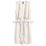 2016 Latest Women Woven Fabric Tie Belt Long Vest HSC9463 thumbnail-1