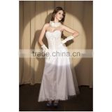 Sexy Women Summer White Embroidered Lingerie Overbust Satin Wedding Bridal Corset