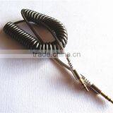 High Quality Flexible Dc3.5m to Dc3.5m Spiral Metal Transperant Cable Extend Stereo Audio Aux Cable