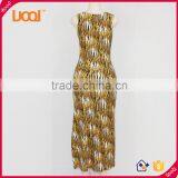 New Design Comfortable o Neck Printed Sleeveless Casual Ladies Beach Long Dress thumbnail-3
