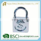 lock shape decoration electroplating ceramic piggy bank