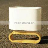 North European Style Wooden Base Table Lamp, Linen Lamp Shade, Oval Wood Base thumbnail-1