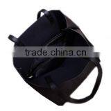 New Girl's Black Leather Simple Handbag for Handout and Travel thumbnail-2