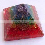 Chakra Layer Onyx Orgone Energy Pyramid | Orgonite Pyramid | Pyramid Meditation