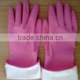 Pink Latex Dipped Flocklined Household Gloves thumbnail-1