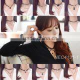 2016 Fashion Black Velvet Layer Chain Stretch Tattoo Choker Necklace Gold Layered Chain Necklace Quality Choice thumbnail-6