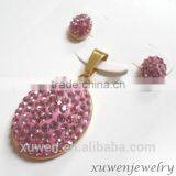 Wholesale OEM Pink Crystal Stainless Steel Indian Jewelry Set