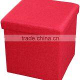 Bedroom Furniture! Imitation Linen Red Folding Storage Stool thumbnail-1