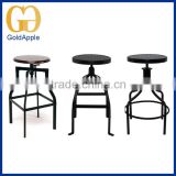 Commercial Bar furniture Vintage Metal Industrial Bar counter stool chairs with Adjustable Wooden Seat