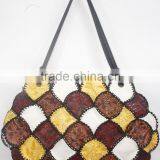 New Fashion Leather Tote Bag Girls Fancy Large Size Beautiful Color Crochet Design